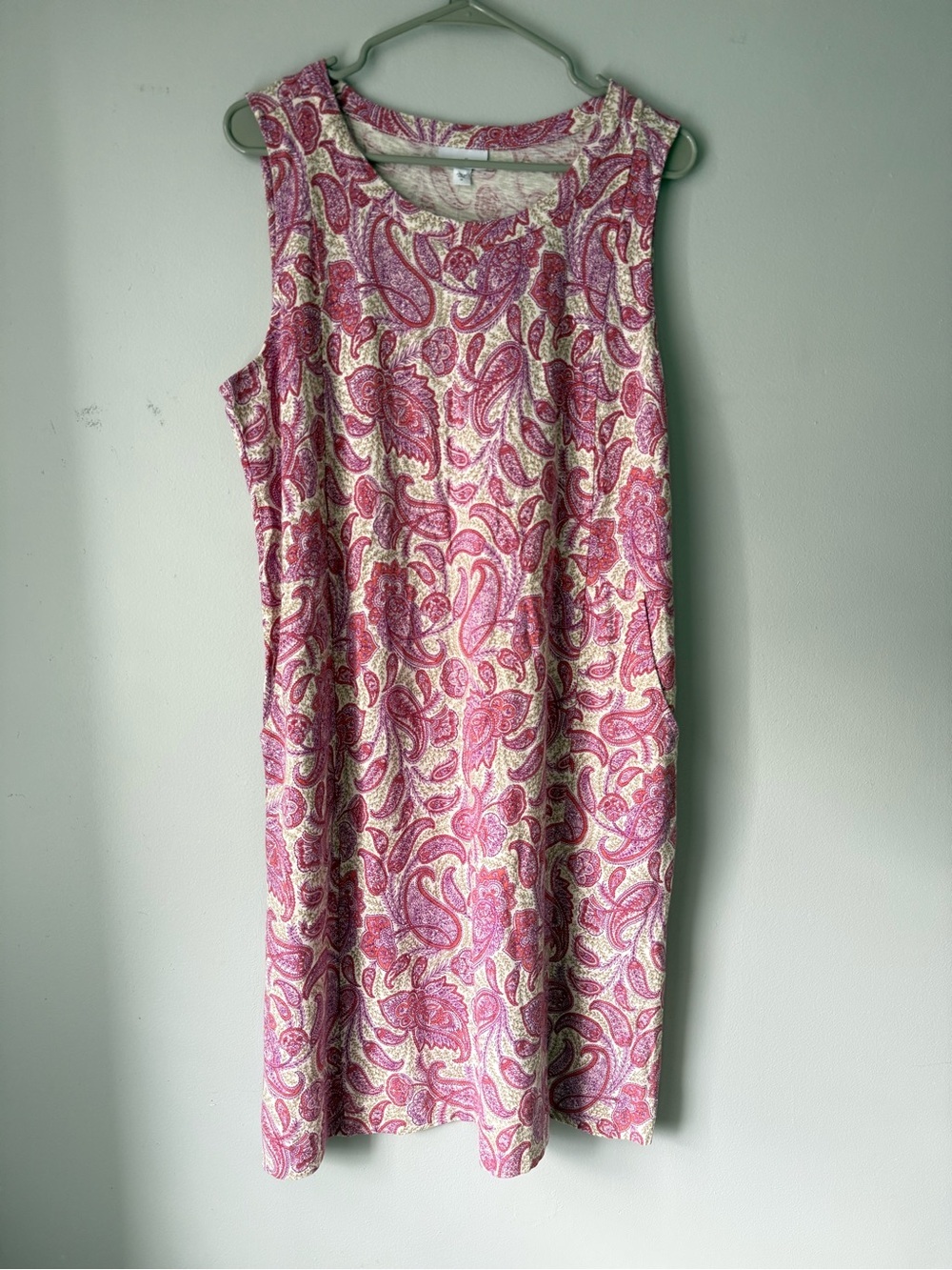 J. Jill Sleeveless Paisley Sunmer Dress Pattern Boho Cotton Pink Purple Size M - Picture 2 of 10